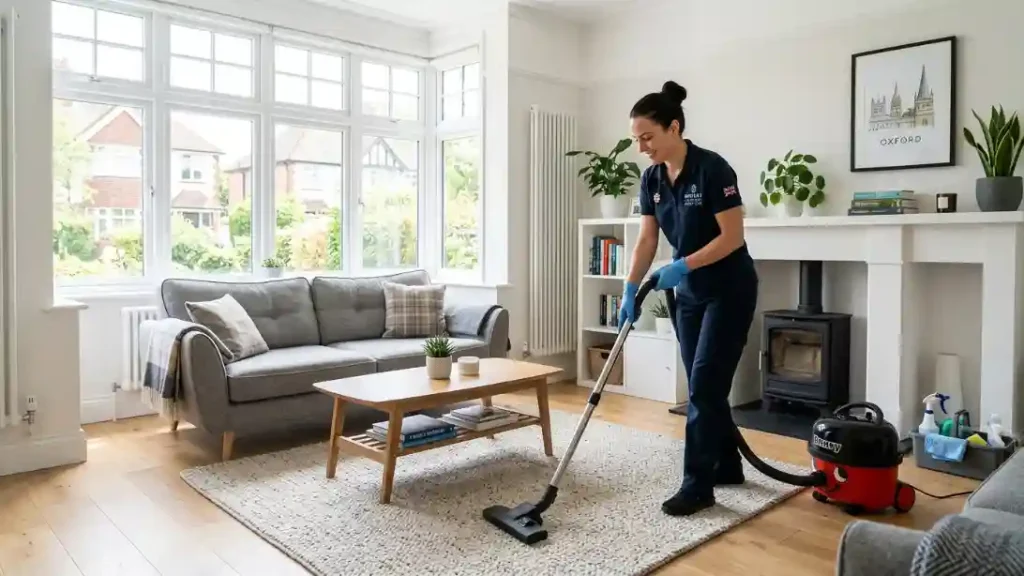 Professional cleaner cleaning carpets using advanced equipments